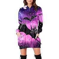 Plus Size Formal Dresses for Women A Line,Casual Easter Dress for Women Vintage Print Dress Long Sleeve Hoodies