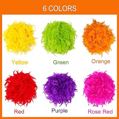 Max Fun 6PCS Colorful Party Feather Boas Bulk for Women Girls 6.56ft for  Mardi Gras Party Decorations Costume Dress Up
