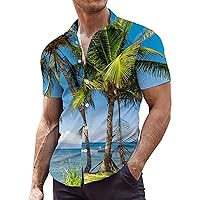 Hawaiian Shirts for Men Short Sleeve Funny Summer T-Shirts Relaxed Fit Baggy V Neck Vintage Hippie Party Sweatshirt
