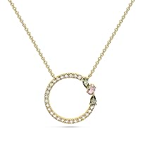 18K Yellow/White/Rose Gold Fancy Halo 3 Stone Necklace With 0.51 TCW Natural Diamond (Multi Shape, Multi-colored, VS-SI2) Dainty Necklace, Necklaces For Women, Fine Jewelry For Women, Gift For Her