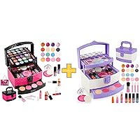 Mathea Kids Makeup Kit for Girls, Washable Non-Toxic Play Makeup, Real Makeup Girl Toys, Makeup Set for Girls, Easy to Storage and Portable, Birthday Toys Gift for 3 4 5 6 7 8 9 10 11 12 Years Old Kid