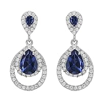 Multi Choice Pear Shape Gemstone 925 Sterling Silver Party Wear Cluster, Accents Dangle Drop Earrings