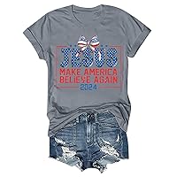 Womens 4th of July T-Shirts USA Flag Patriotic Short Sleeve Casual Cute Graphic Tees Blouses Tops