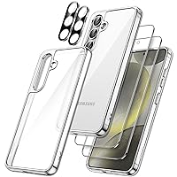 JETech 5 in 1 Case for Samsung Galaxy S24+ / S24 Plus 5G with 2-Pack Each Tempered Glass Screen Protector and Camera Lens Protector, Non-Yellowing Shockproof Bumper Phone Cover (Clear)