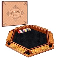 Upgraded 1-6 Players Shut The Box Dice Game, Wooden Board Table Family Game for Kids and Adults with 16 Dice, Classic Tabletop Math Game for Pub Classroom Party, Gift for Christmas Birthday