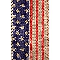 Berwick Offray LLC Offray Glorybee Wired Edge Stars Stripes Ribbon-2-1/2 W X 25 Yards-Natural Ribbon