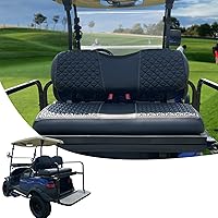 Golf Cart Seat Covers for EZGO Club Car Yamaha Rear Seat Cushion, Vinyl Leather Made/Adjustable Straps and Retractable Buckle/No Stapler Required