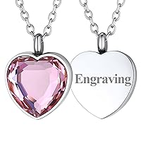 Personalized Custom Charming Heart Necklace for Female Stainless Steel October Birthstone Pendant Neck Charms