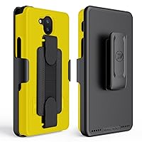 Case Compatible with Sonim XP10 (XP9900), Shell Case and Belt Clip Holster Combo with Handstrap, Kickstand and Screen Protector (Yellow)