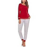 Soft Womens Pajama Sets Cotton Long Sleeve Pj Sets Comfy 2 Piece Sleepwear Cozy Loungewear Nightwear With Pockets