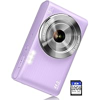 Digital Camera,UIKICON FHD 1080P Kids Camera with 32GB Card 44MP Point and Shoot Camera with 16X Digital Zoom, Compact Small Photography Cameras Gift for Kid Student Children Teens Girl Boy(Purple2)