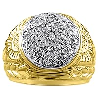 Rylos Mens Diamond Cluster Ring Sterling Silver or Yellow Gold Plated