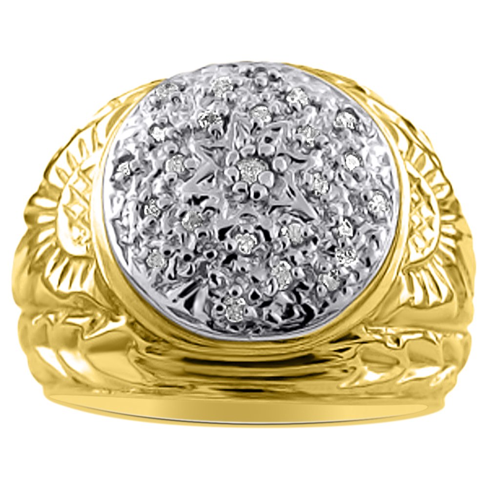 Rylos Mens Rings 14K Yellow Gold - Mens Diamond Cluster Ring Rings For Men Mens Jewelry Gold Rings