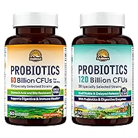 VITALITOWN Probiotic Bundle (Pack of 2) | Probiotics 60 Billion CFUs (Item 1) & Probiotics 120 Billion CFUs (Item 2) | Shelf Stable | Digestive & Immune Health | 30 Day Supply Each