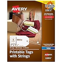 Avery Printable Tags for Inkjet Printers Only, Tags with Strings, 2