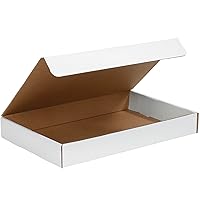Aviditi White Literature Mailing Boxes, 12 1/8 x 9 1/4 x 1 Inches, Pack of 50, Crush-Proof, for Shipping, Mailing and Storing