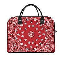 Red Bandana Pattern Travel Tote Bag Large Capacity Laptop Bags Beach Handbag Lightweight Crossbody Shoulder Bags for Office