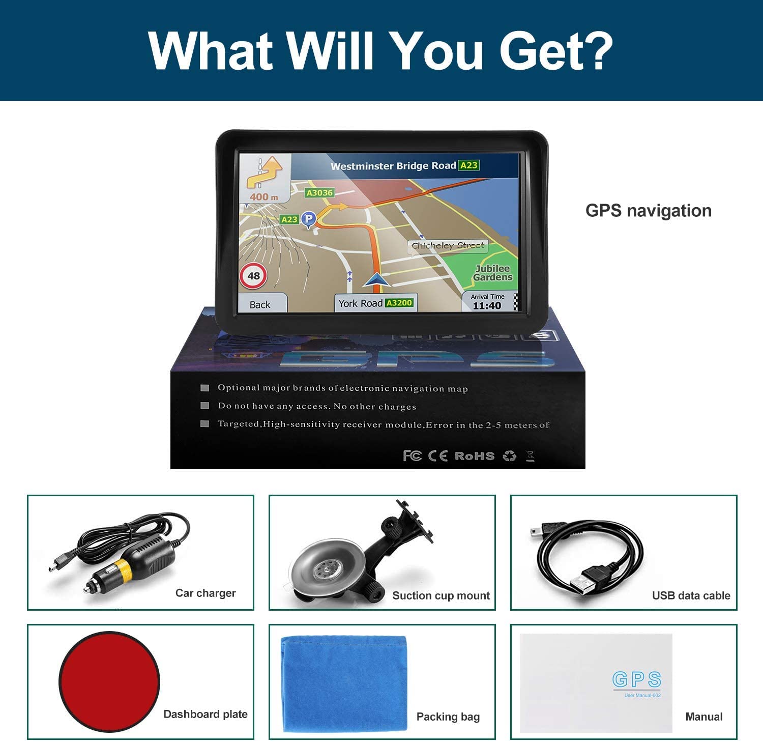 GPS Navigation for Car Truck 9 inch GPS Navigation, Speed Limit & Traffic Light Tips, Turn-by-Turn Navigation, Map 2023, Free Update USA Map