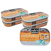 COLES CANNED SMOKED SALMON OLIVE OIL 5 Pack - Fresh Caught, Not Frozen Canned Salmon, Preservatives Free, Canned Fish
