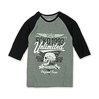 Ecko Unltd. Mens Original Issue Raglan Knit Graphic T-Shirt, Grey, X-Small