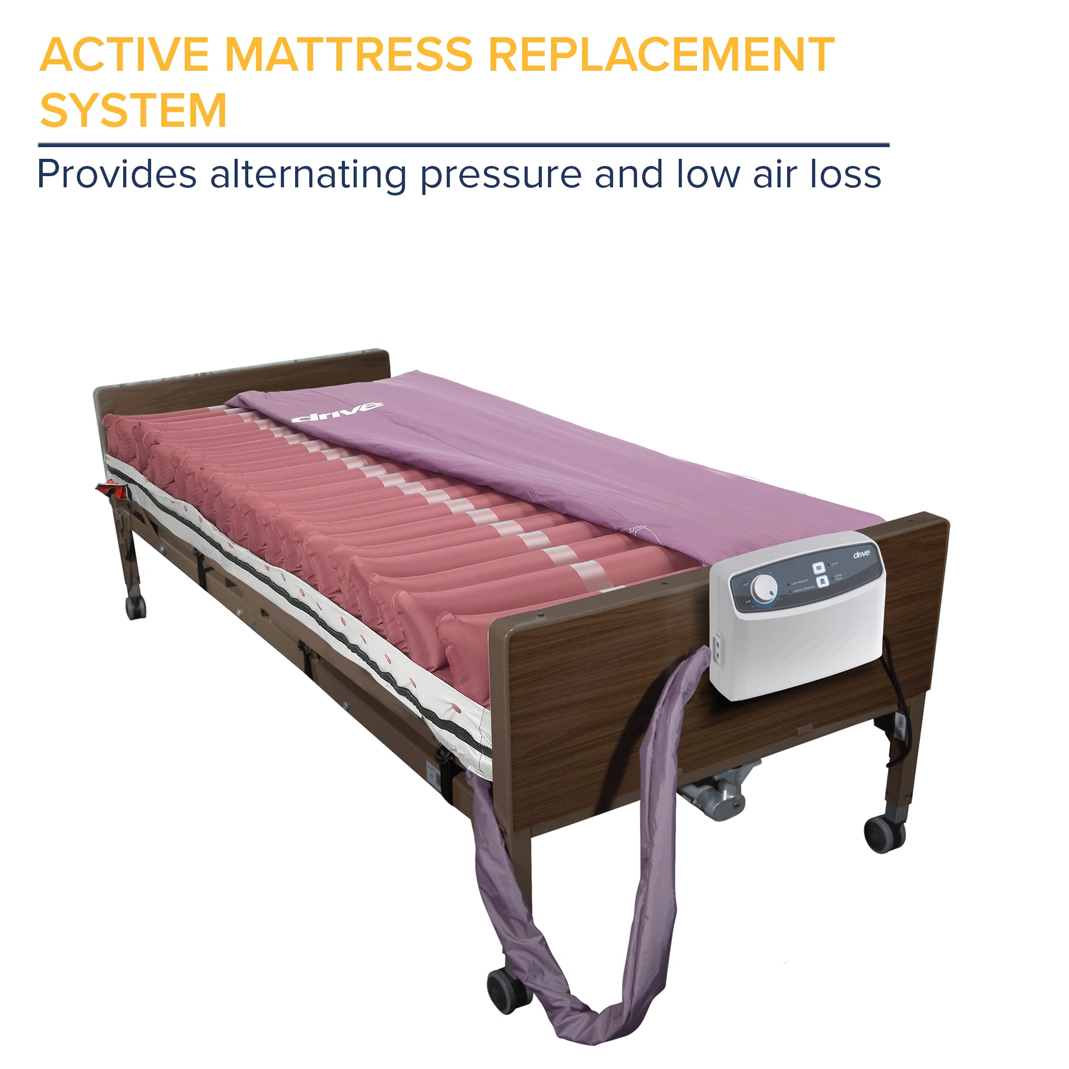 Drive Medical 14027 Med-Aire Low Air Loss Mattress Replacement System with Alternating Pressure, Dark Purple