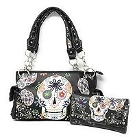 Texas West Western Sugar Skull Handbag or Matching Set in 3 Colors