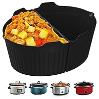 Slow Cooker Divider Silicone Liners, 7 Qt Crockpot and Slow Cookers Compatible, Cook Two Dishes At Once - Easy Cleanup Dishwasher, BPA Free 7 Quart Fit with Crock Pot Black Liners
