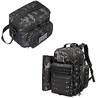 DBTAC Diaper Backpack for Men + Tactical Lunch Bag (Black Camo)