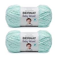 Bernat Baby Velvet Bleached Aqua Yarn - 2 Pack of 300g/10.5oz - Polyester - 4 Medium (Worsted) - 492 Yards - Knitting/Crochet, Lichen