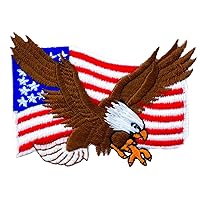 USA US Flag Bald Eagle Embroidered Iron on Patch United States of America Flag Hawk Falcon Army Military Uniform Costume Biker Jean Jacket