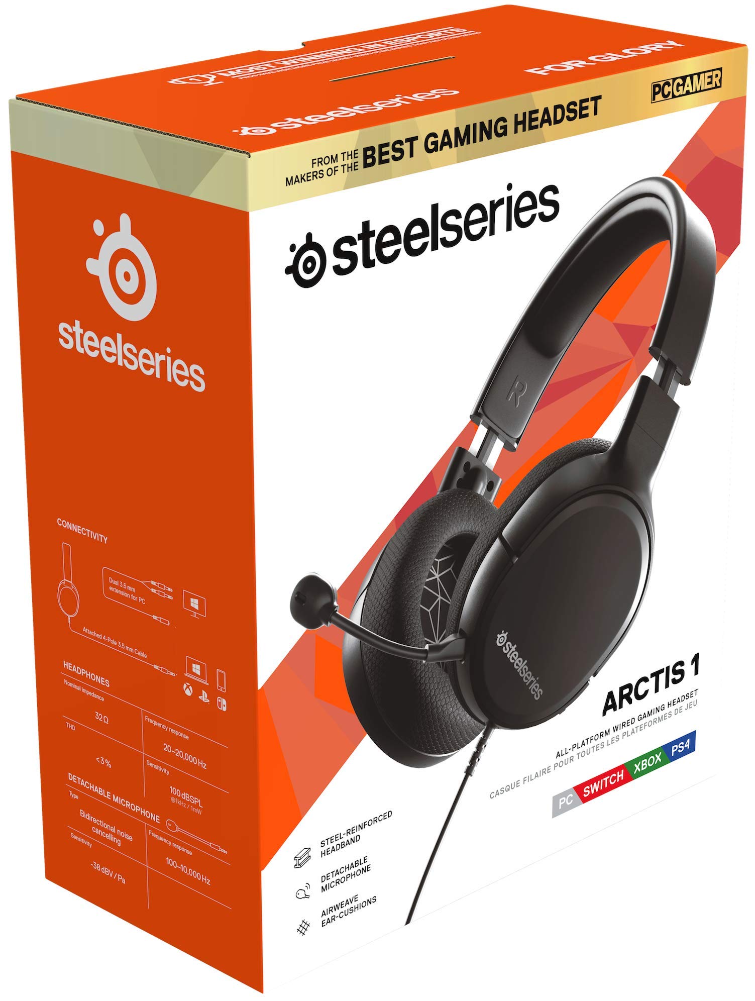 SteelSeries Arctis 1 - All-Platform Compatibility - for PC, PS4, Xbox, Nintendo Switch, Mobile - Detachable ClearCast Microphone (PS4////)