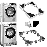 Washer Dryer Stacking Kit with 29 inch Mini Fridge Stand, Universal Stacking Kit with Ratchet Strap and Adjustable Fridge Stand with 16 Strong Feet for Washer and Dryer
