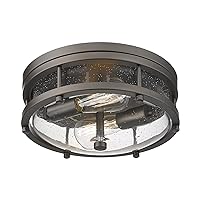 Flush Mount Ceiling Light Fixture, 12 inch 2-Light Modern Farmhouse Semi Ceiling Light with Seeded Glass for Bedroom, Entryway, Kitchen Hallway, ROS90 ORB