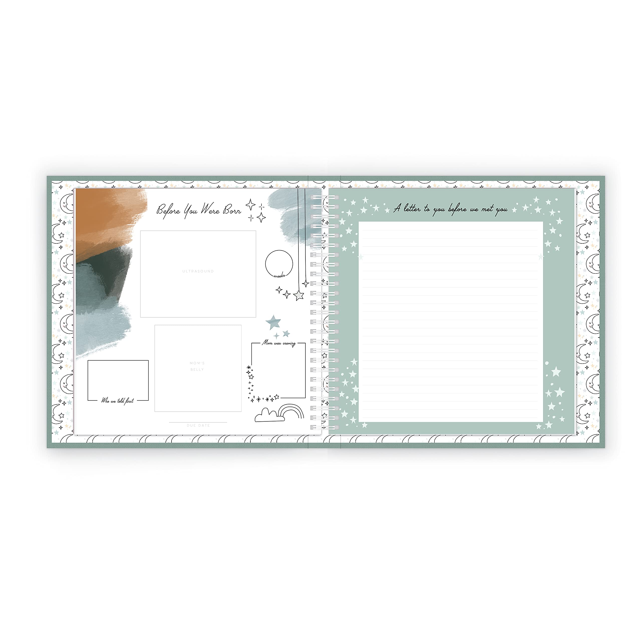 Lucy Darling Celestial Skies Theme Luxury Baby Memory Book - First Year Journal Album Photo Book To Capture Precious Memories - Keepsake Pregnancy Baby Record Book For Boy Or Girl