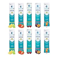 Liquid IV Hydration Multiplier Drink Mix Variety Pack by GoTANX. Includes Ten Liquid IV Hydration Multiplier Drink Mix. Two of Each: Lemon Lime, Tropical Punch, Golden Cherry, Strawberry, & Passion Fruit Energy Drink Mix.