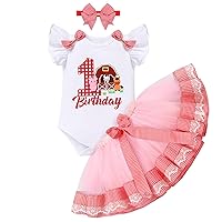 IMEKIS Baby Girl 1st Birthday Outfit Farm Cow Ladybug Romper Tutu Skirt Headband Christmas Bee Cake Smash Photo Shoot Clothes