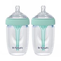 Dr. Talbot's Silicone Anti-Colic Bottles - Self-Sterilizing Baby Bottles for Newborns - (2-Pack) 8 oz - Aqua