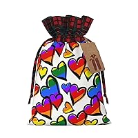 MQGMZ Rainbow Colored Gay Pride Hearts Print Xmas Gift Bags, Candy Bags For Wrapping Gifts For Halloween, Birthday, Wedding, 2 Sizes
