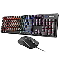 KOORUI Wired Gaming Keyboard and Mouse Combo, Full-Sized 104 Keys Machanical Computer Keyboard with Ergonomic Design and Optical Wired Mouse for Windows Laptop PC/Mac OS/Xbox