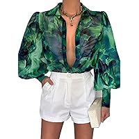 EVALESS Womens Tops Button Down Shirts Print Long Sleeve Blouses for Women Fashion 2024