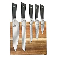 Mercer Culinary Premium Grade Super Steel 6-Piece Knife Set with Magnetic Acacia Stand, G10 Handles