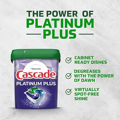 Cascade Platinum Plus Dishwasher Pod, Dishwasher Detergent, Dishwasher Pods, Dish Detergent ActionPacs Dish Pods, Fresh, 52 Count Dishwashing Pods