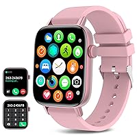 BYBUKCKR Smartwatch für Damen (Anruf empfangen/wählen), 4,3 cm Smartwatch Fitness-Tracker für Android iOS Handys mit Blutdruck Herzfrequenz Tracking SpO2 Schlafmonitor Schrittzähler, Rosa