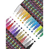 Magicfly Double-Sided Acrylic Paint Markers with Reversible Tip 24 Colors