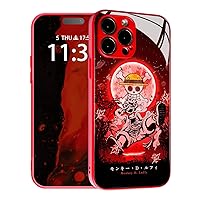 Gear 5 Nika Joy Boy Japanese Anime Anti-Drop Color Soft Silicone Protective Shell Manga Pattern Tempered Glass Cover Multicolor Phone Case (Red, for iPhone 12 Pro Max)