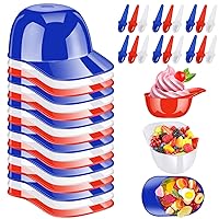 36 Pack Baseball Helmet Ice Cream Bowls 18pc Spoons and 18pc 8oz Mini Dessert Cups Sundae Bowls Parfait Cups Appetizer Cups, Reusable Serving Baseball Cup Bowls for Birthday Party