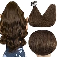 Full Shine U Tip Hair Extensions 20 Inch Human Hair Fusion Extensions Color 4 Chocolate Brown 50G Extensions Fusion Iron 50S U Tip Real Hair Extensions