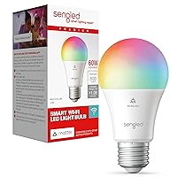 LED Smart Light Bulb (A19), Matter-Enabled, Multicolor, Works with Alexa, 60W Equivalent, 800LM, Instant Pairing, 2.4 GHz, Wi-Fi, 1-Pack