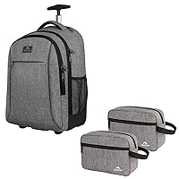 MATEIN Rolling Backpack, Water Resistant Travel Laptop Backpacks with Wheels, Large Roller College Backpack Computer Bag, Toiletry Bag for Men (2 Packs), Waterproof Dopp Kit Bathroom Shaving Bag