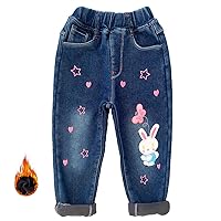 Peacolate 4-9 Years Winter Little Girls Fleece-Lined Thicken Jeans